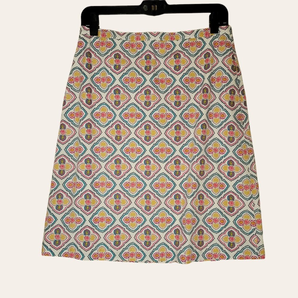Boden Geometric Print Cotton Pencil Skirt Women's 6 - Picture 1 of 3